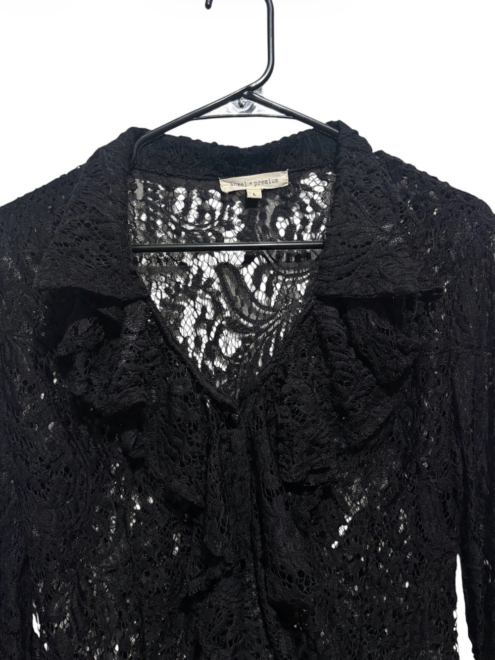Black Lace Ruffle Cardigan - Picture 4 of 5